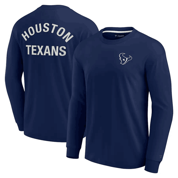 Men's Navy Houston Texans Signature Unisex Super Soft Long Sleeve T-Shirt